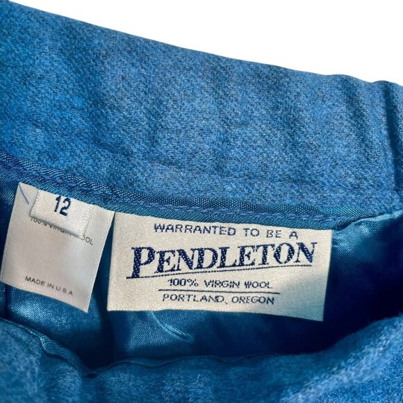 Vintage Pendleton 100% Virgin Wool 2-Piece Midi Skirt Suit Set Blue Blazer 8/12 - Picture 8 of 16